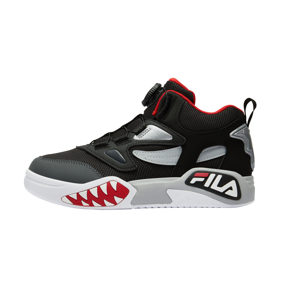 FILA KIDS Heritage FHT противоскользящие износостойкие мид-топ детские скейтбординг кроссовки Black/Shadow Black Gray подростковые — фото 3