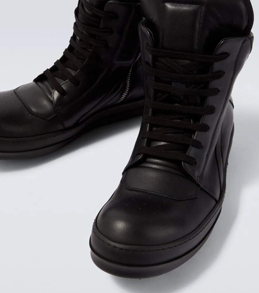 Кожаные высокие кроссовки Geobasket Rick Owens, черный — фото 3