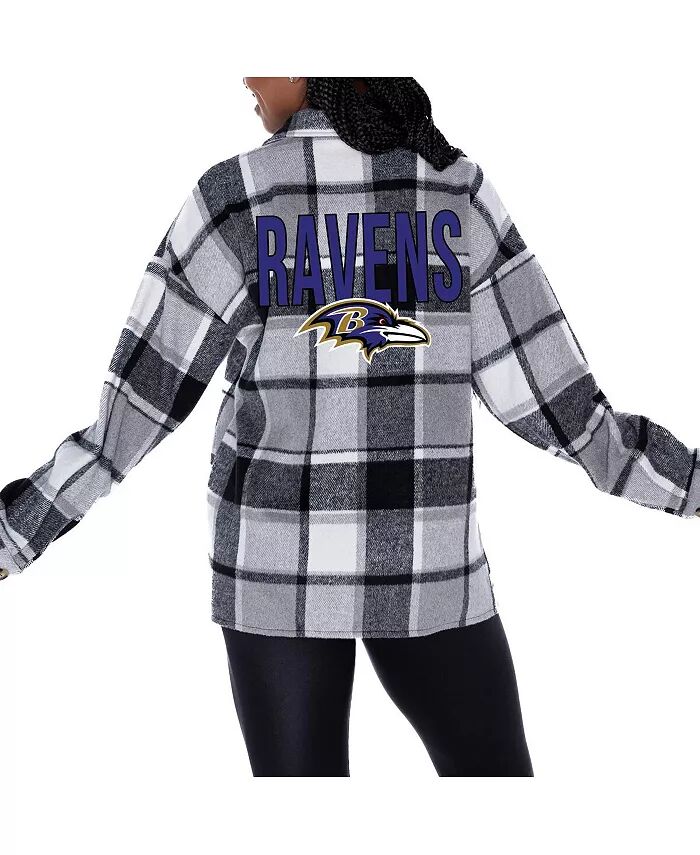 

Женская серая клетчатая рубашка Baltimore Ravens Fieldside Fun на пуговицах Gameday Couture