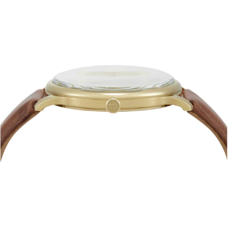 

Наручные часы с кварцевым механизмом Кожаный ремешок 42 мм Золотой циферблат Мужские часы EMPORIO ARMANI