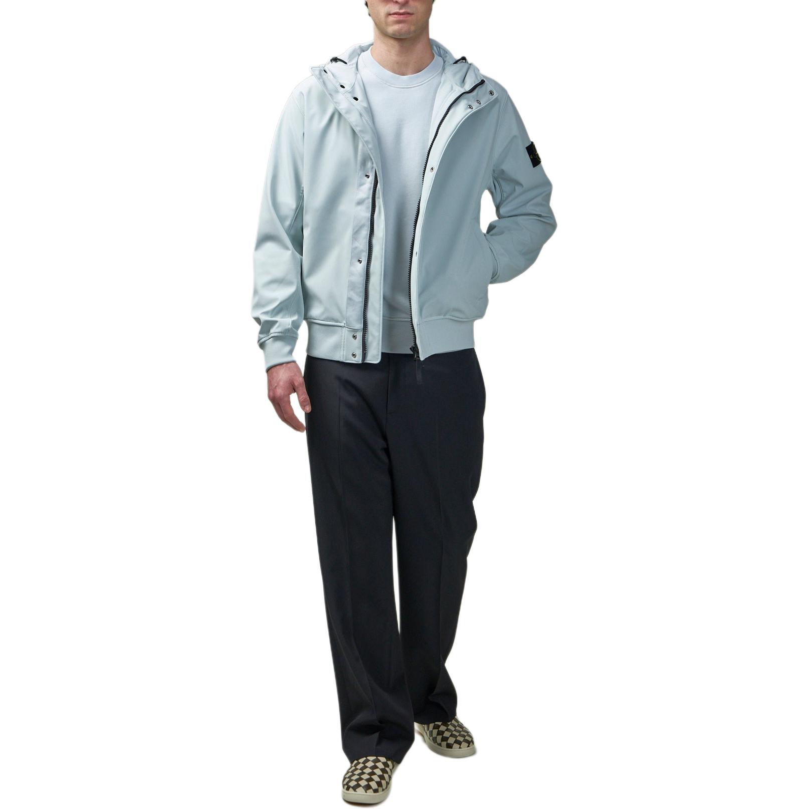 STONE ISLAND Куртка с капюшоном и нашивкой с логотипом, Ice Frost Blue — фото 3