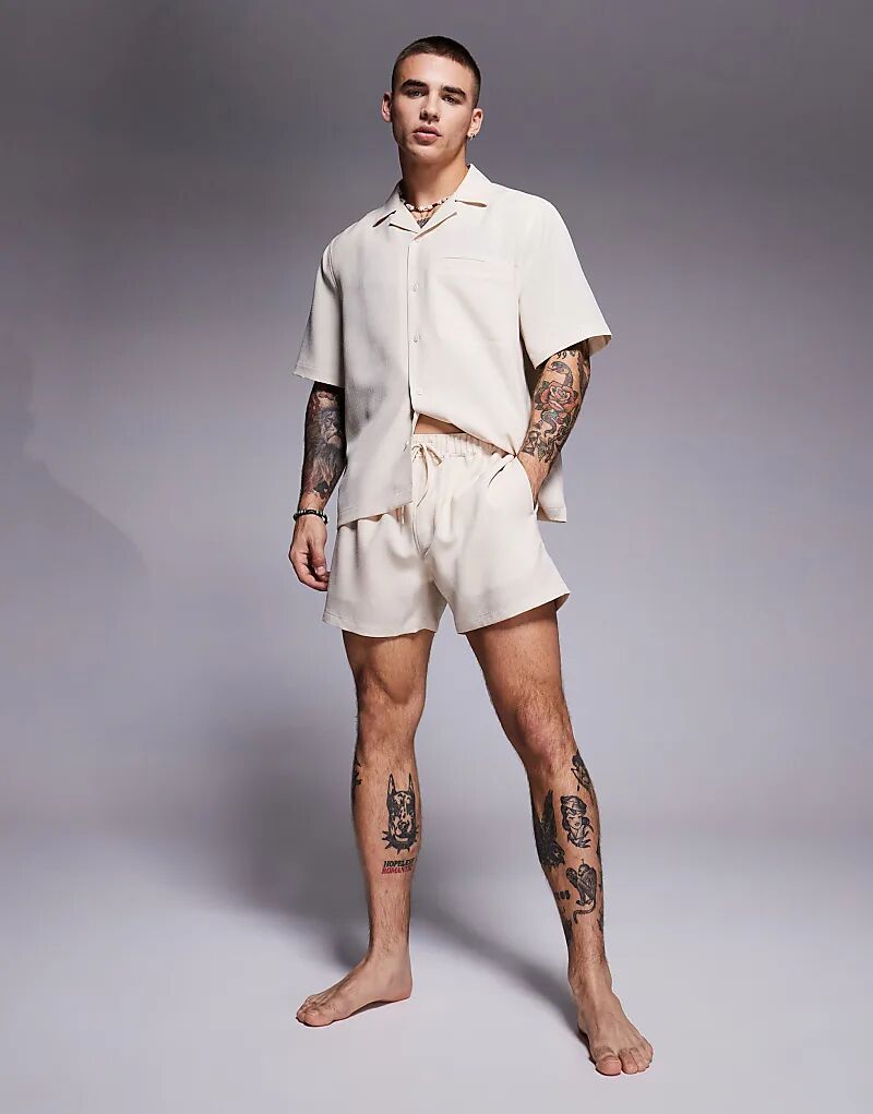 

Короткие плавки из льна ASOS DESIGN, цвет "песок"