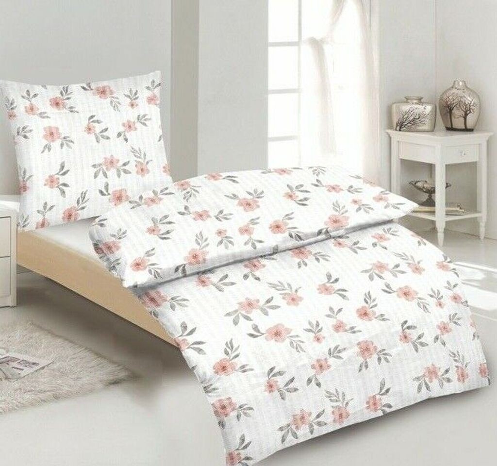 

Комплект постельного белья из хлопка SEERSUCKER, 2 предмета, 135x200, наволочка 80x80, НОВЫЙ современный цветочный белый, НОВЫЙ, без железа Optidrem