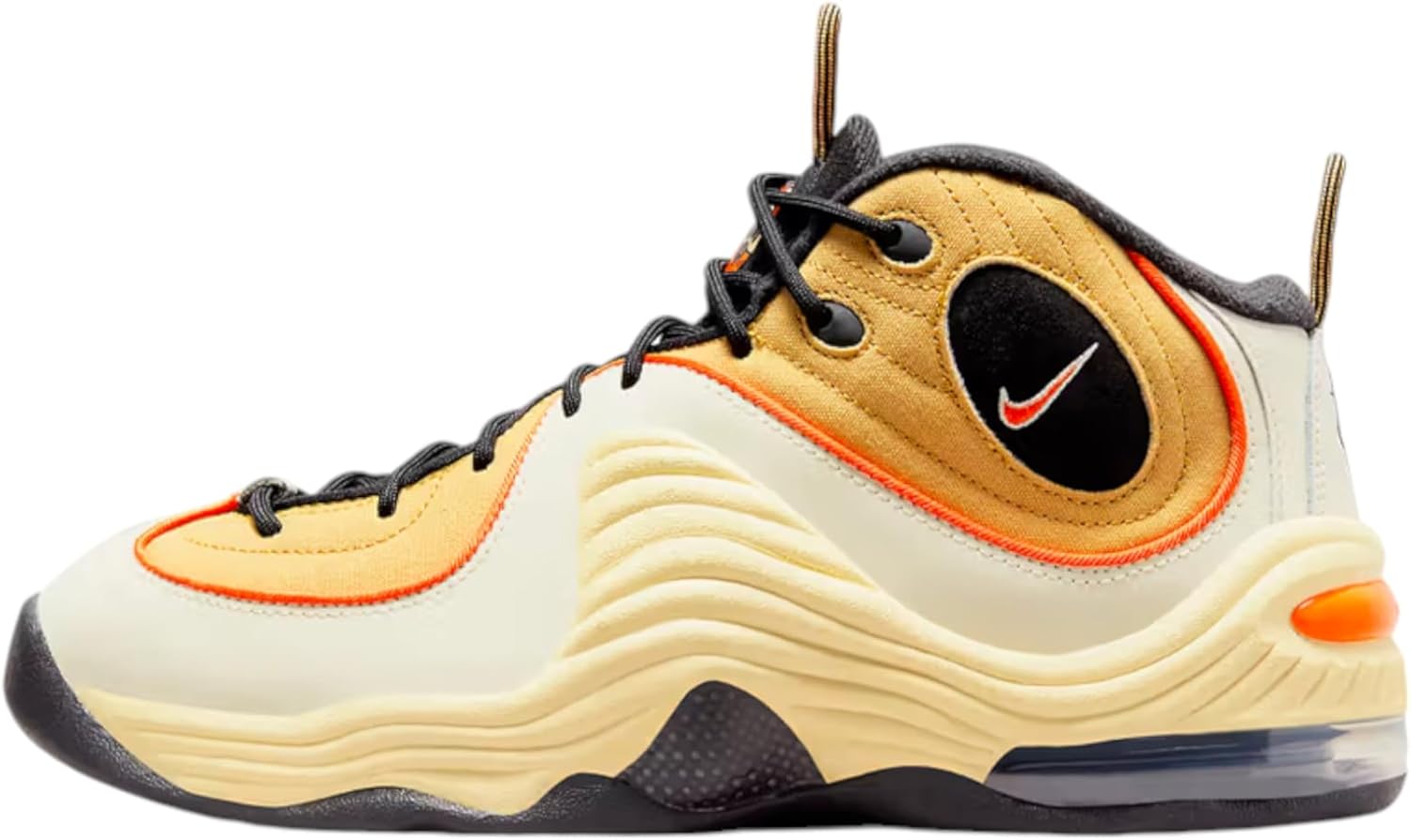 

Nike Air Penny 2 - черный / многоцветный / белый / футбольный серый, Wheat Gold/Black/Coconut Milk/Safety Orange