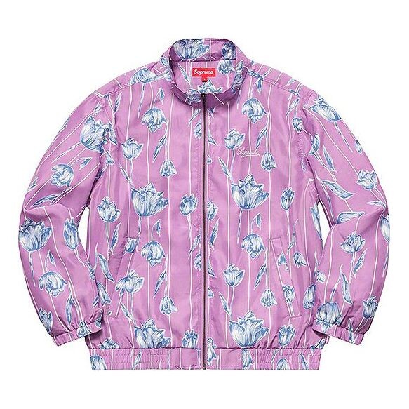 

Куртка ss19 floral silk track jacket flowers purple Supreme, фиолетовый