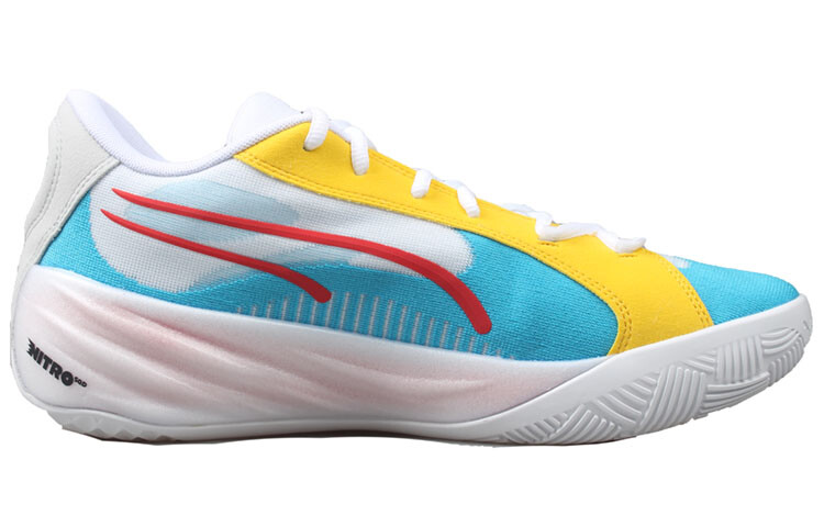Мужские баскетбольные кроссовки Puma All-Pro Nitro, Белый/синий/желтый/красный — фото 2