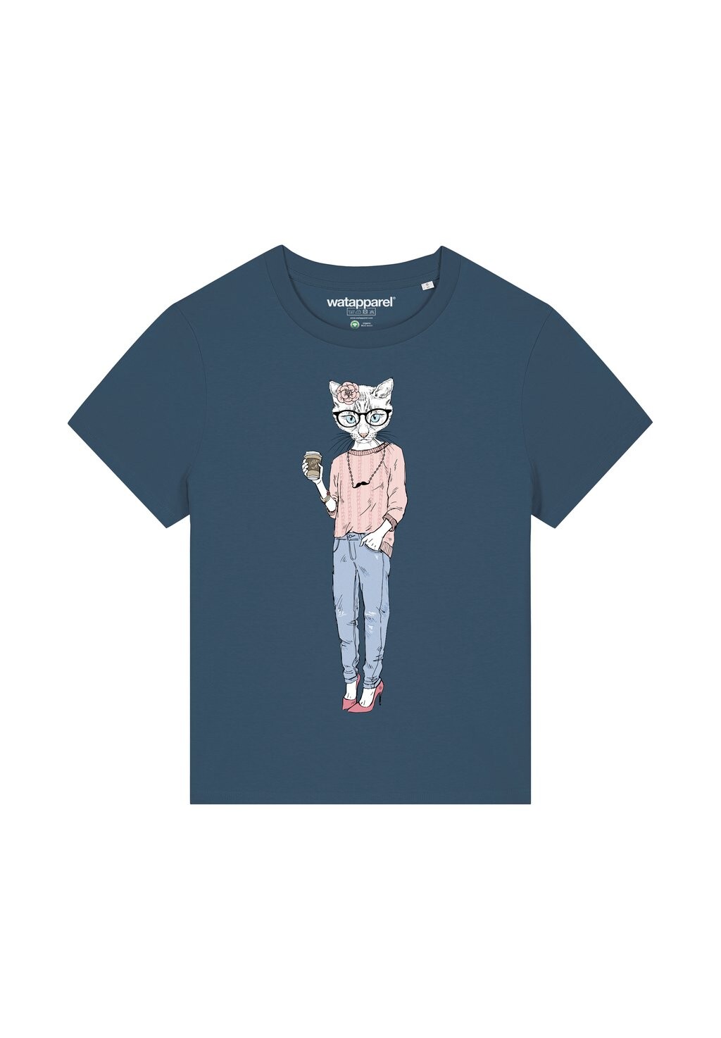 

Футболка с принтом HIPSTER CAT WITH MOUSTACHE watapparel, бирюзовый