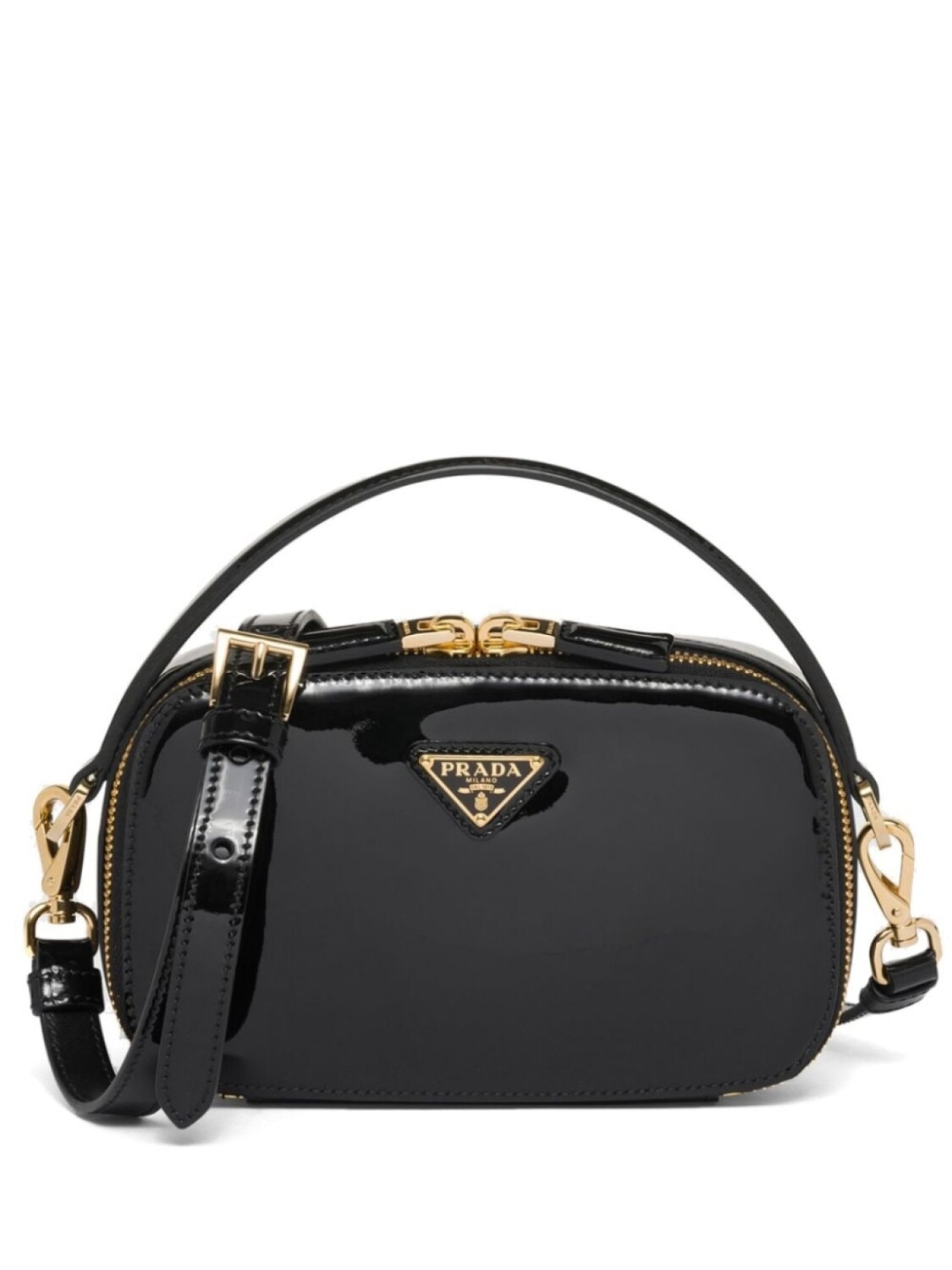 Лакированная сумка-тоут Prada Odette, черный