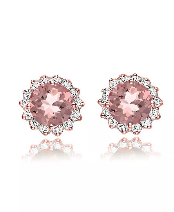 

Серьги-Пуговицы из стерлингового серебра с прозрачными и насыщенными кубическими цирконами Genevive, rose