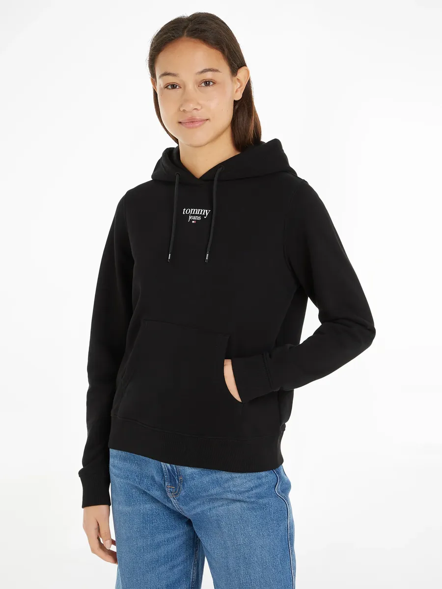 

Толстовка Tommy Jeans с капюшоном "TJW ESSENTIAL LOGO 1 HOODIE EXT", с капюшоном, черный