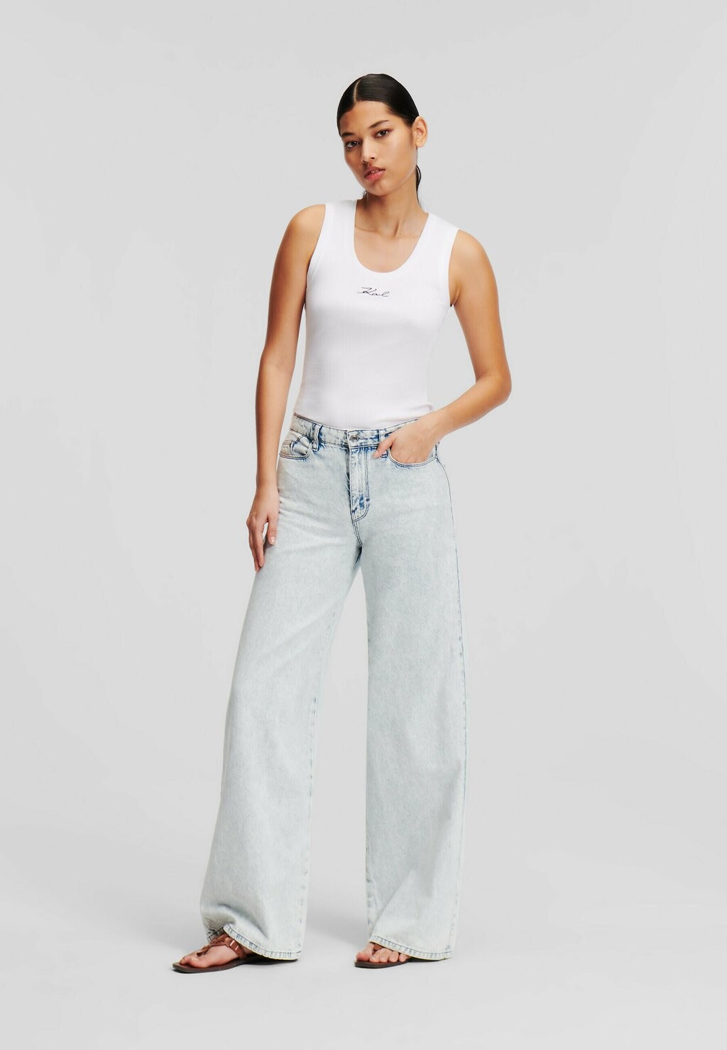 

Джинсы-клеш WIDE-LEG MID-RISE KARL LAGERFELD, Светло-синий