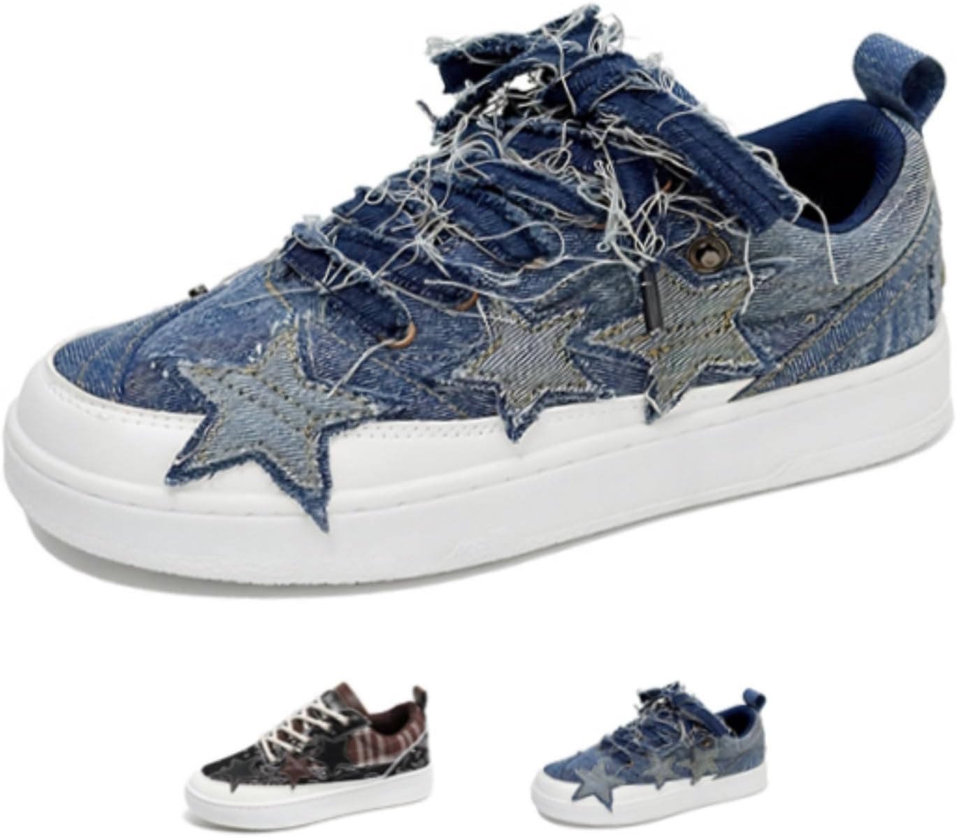 

Ретро джинсовые массивные кроссовки для женщин и мужчин, повседневный стиль, винтажный уличный стиль, парусиновая платформа Acaritouch, синий