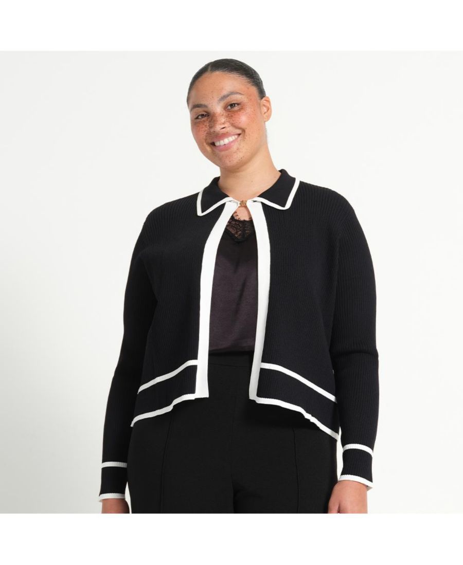 

Кардиган Gracie Contrast больших размеров ESTELLE, Black/white