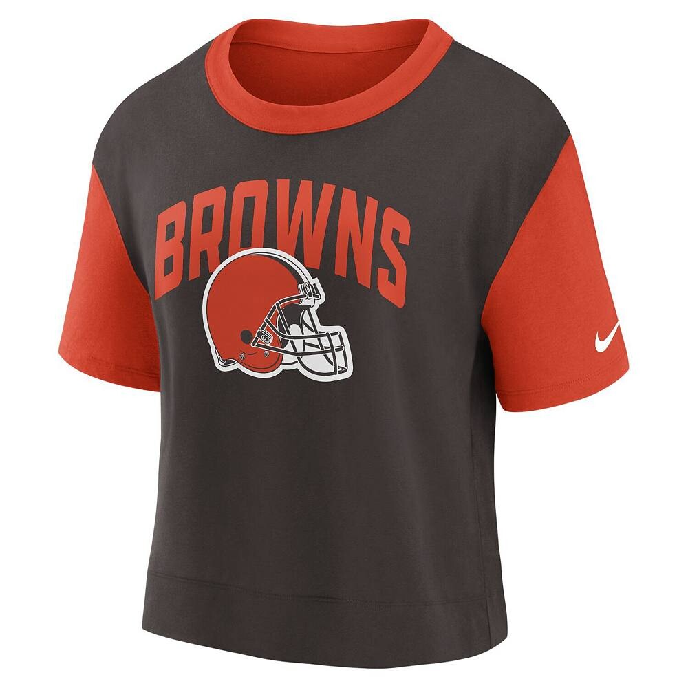 Женская модная футболка с высоким бедрами Nike оранжево-коричневая Cleveland Browns, цвет Brn Orange — фото 3