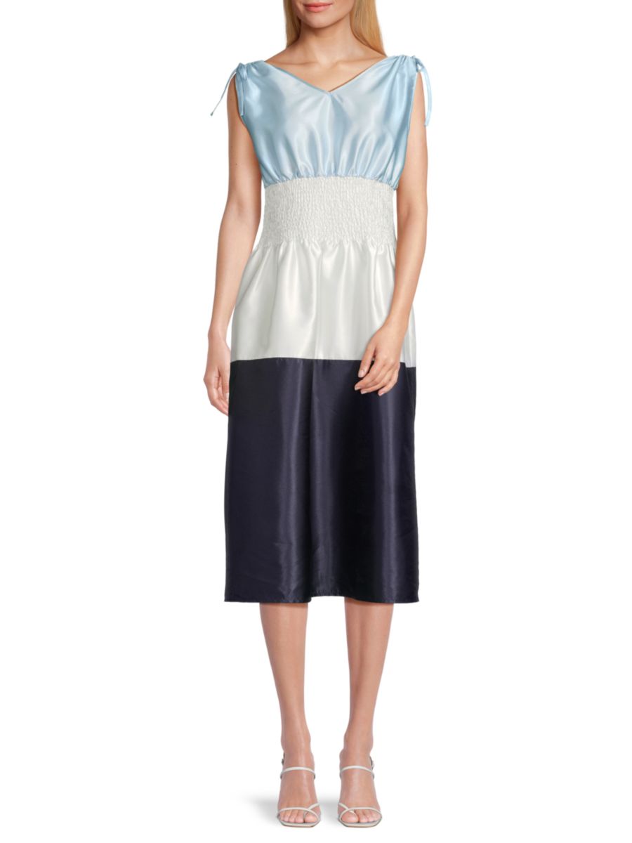 

Платье-миди Kelli Shantung Colorblocked Area Stars, светло-синий