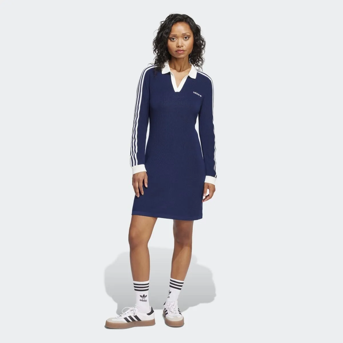

Трикотажное платье-поло Adidas, синий