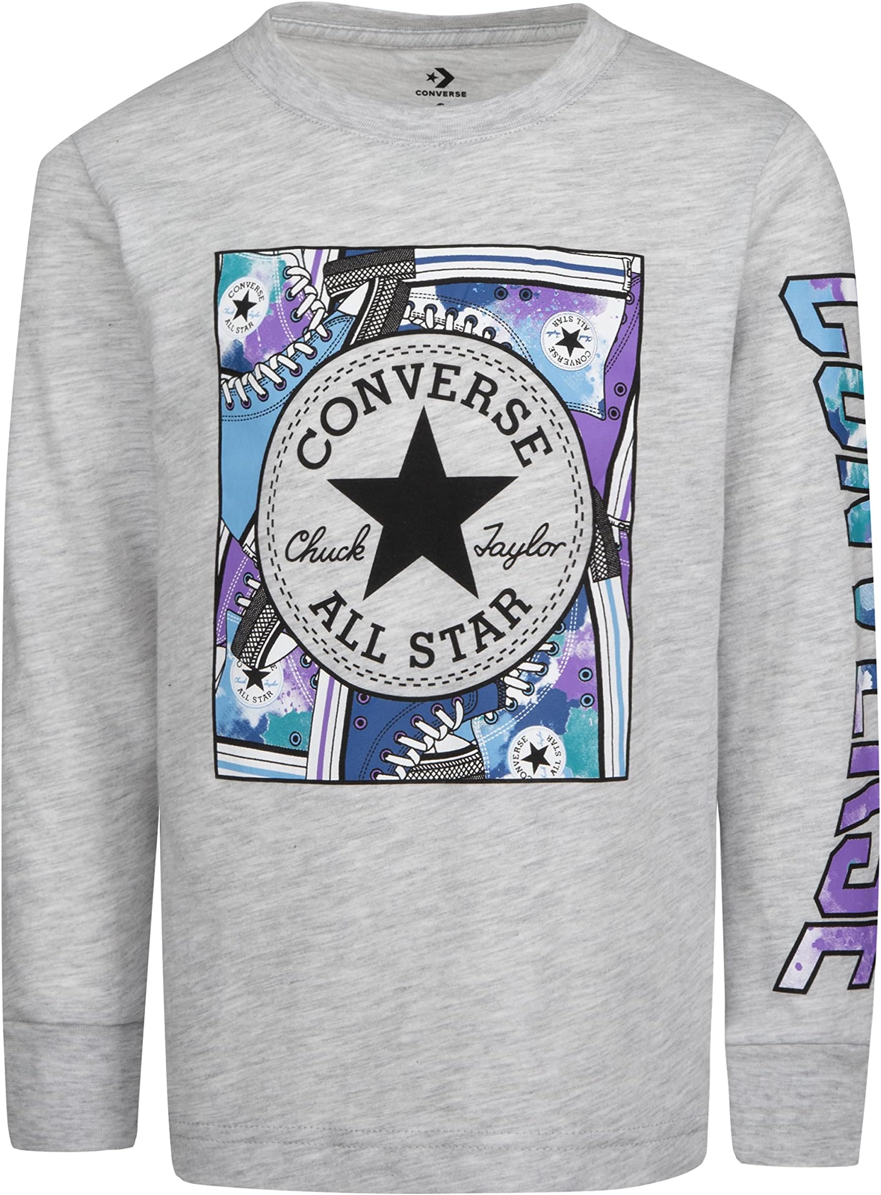 

Лонгслив Converse Kids Sneaker Box Fill Long Sleeve (Toddler/Little Kids), цвет Lunar Rock Heather