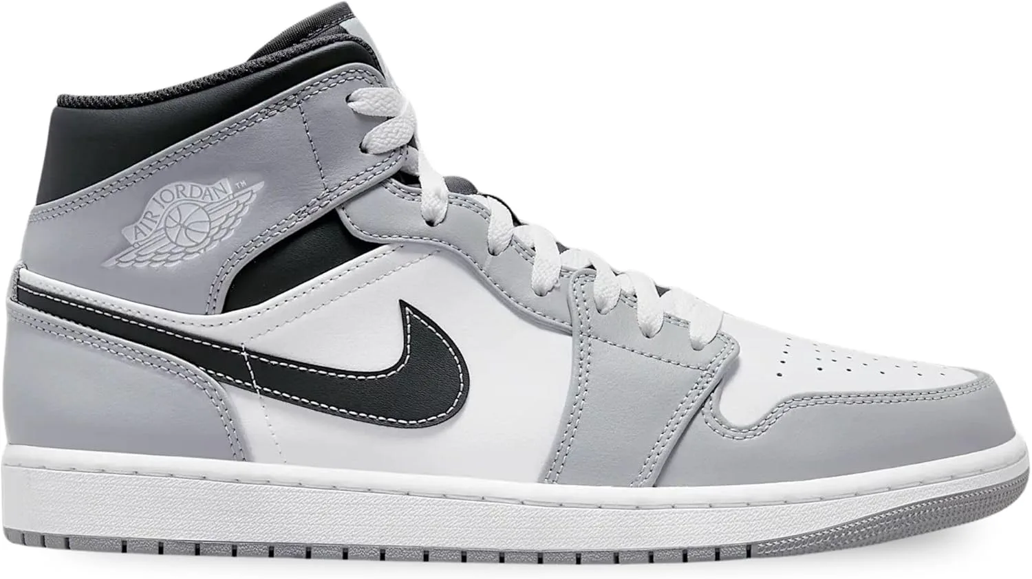 Мужские баскетбольные кроссовки Nike Air Jordan 1 Mid, серый белый — фото 3