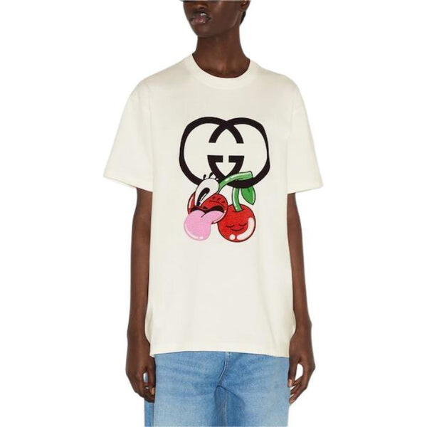 Футболка Gucci хлопковая с принтом, стиль off-white, белый — фото 4