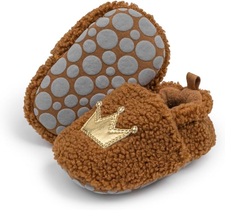 

Милые детские тапочки для новорожденных и малышей, для мальчиков и девочек, с мультяшными рисунками, мягкие, с нескользящей подошвой, носимые дома, как носки, с животными, для первого шага Sawimlgy, коричневый