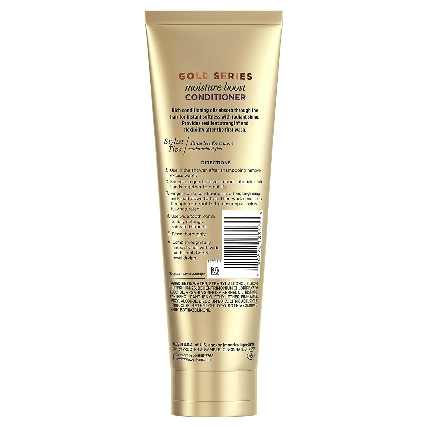 Увлажняющий кондиционер Pantene Pro-V Gold Series Moisture Boost для афроамериканских, этнических и кудрявых волос, 8, 4 жидких унции (упаковка из 12 штук), gold — фото 2