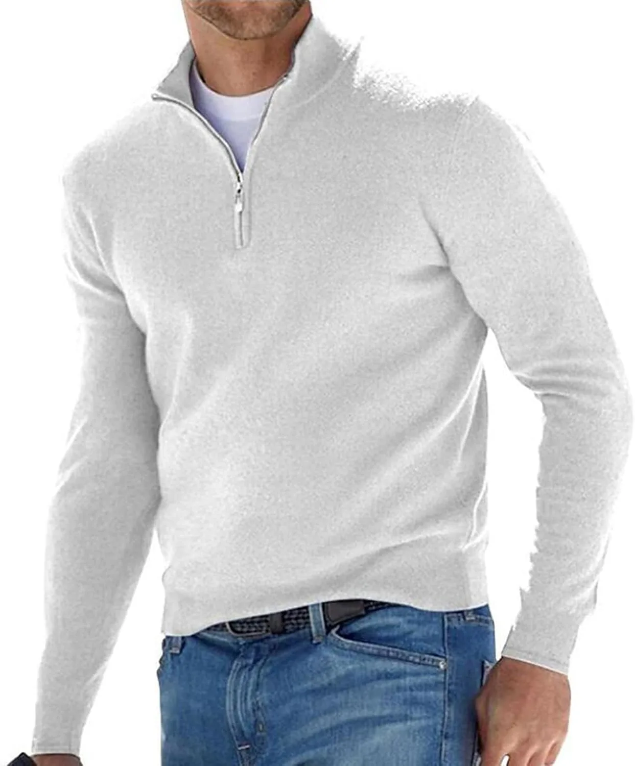 

Свитер-пуловер для мужчин Slim Fit с молнией и воротником-поло YSERB