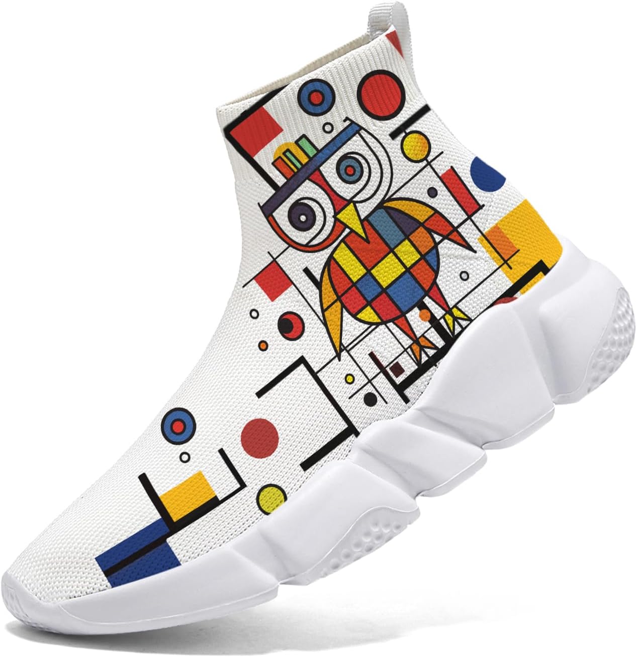 

Мужские носочные кроссовки Hetios в стиле Мондриан, трикотажные слипоны, спортивно-повседневные, расписанные граффити, Mondrian_01