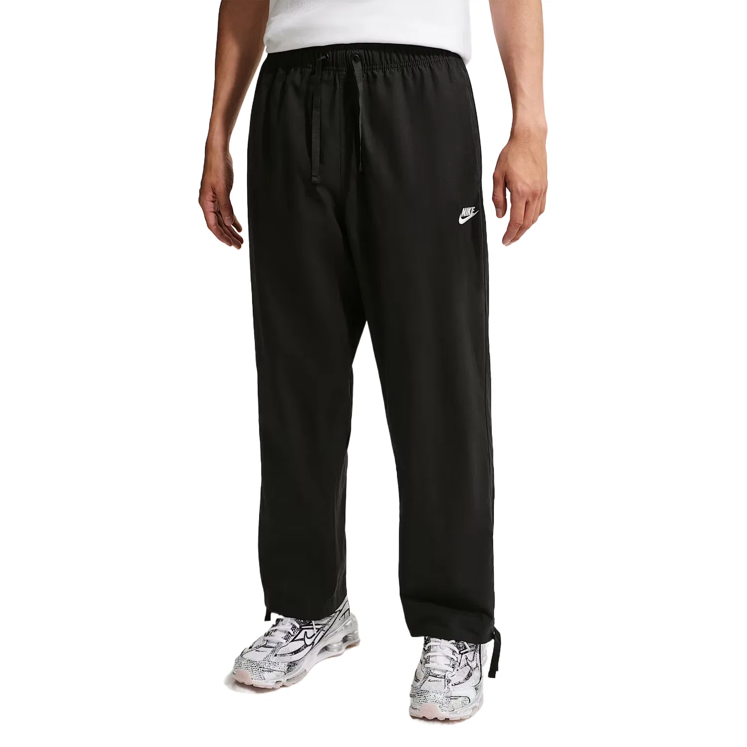 Брюки Club Casual для мужчин, черно-белые, умеренный прямой крой Nike, Black/White