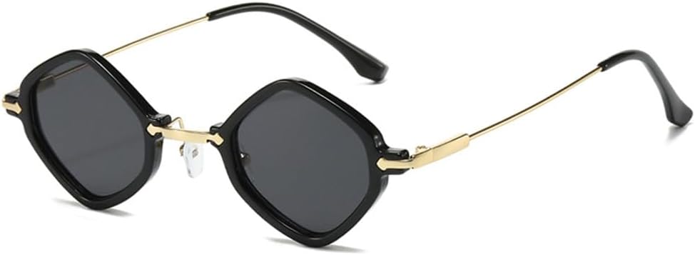 

Ретро-солнцезащитные очки для женщин в стиле «маленький многоугольник», прозрачные линзы с градиентом, защита от УФ-излучения UV400, мужские солнцезащитные очки в стиле панк LANGSER, Black Grey