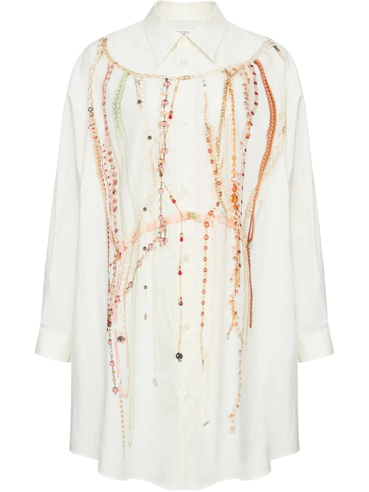 

Декорированное платье-рубашка MM6 Maison Margiela, белый