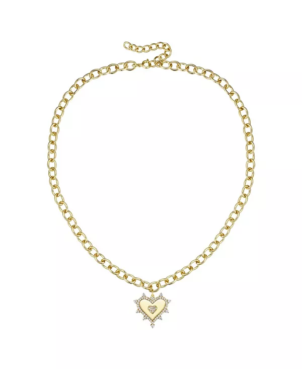 

Ожерелье с подвеской в виде солнечного сердца, покрытое 14-каратным золотом и кубическим цирконием, регулируемое по длине Rachel Glauber, gold