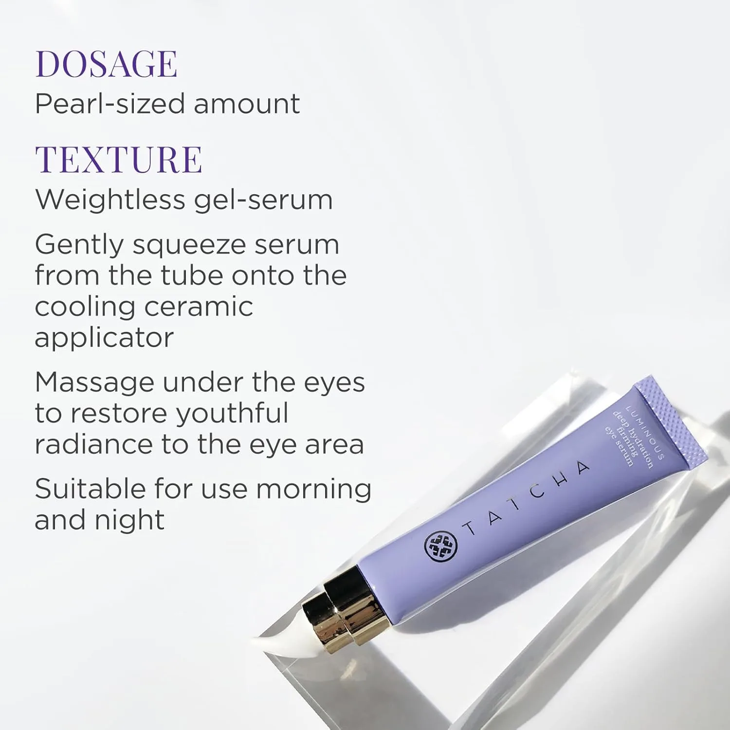 Сыворотка для лица Tatcha Luminous Deep Hydration Firming Eye Serum | Сыворотка для мгновенного увлажнения с кофеином, против мелких морщин и отечности, 15 мл | 0,5 унции, Red — фото 4