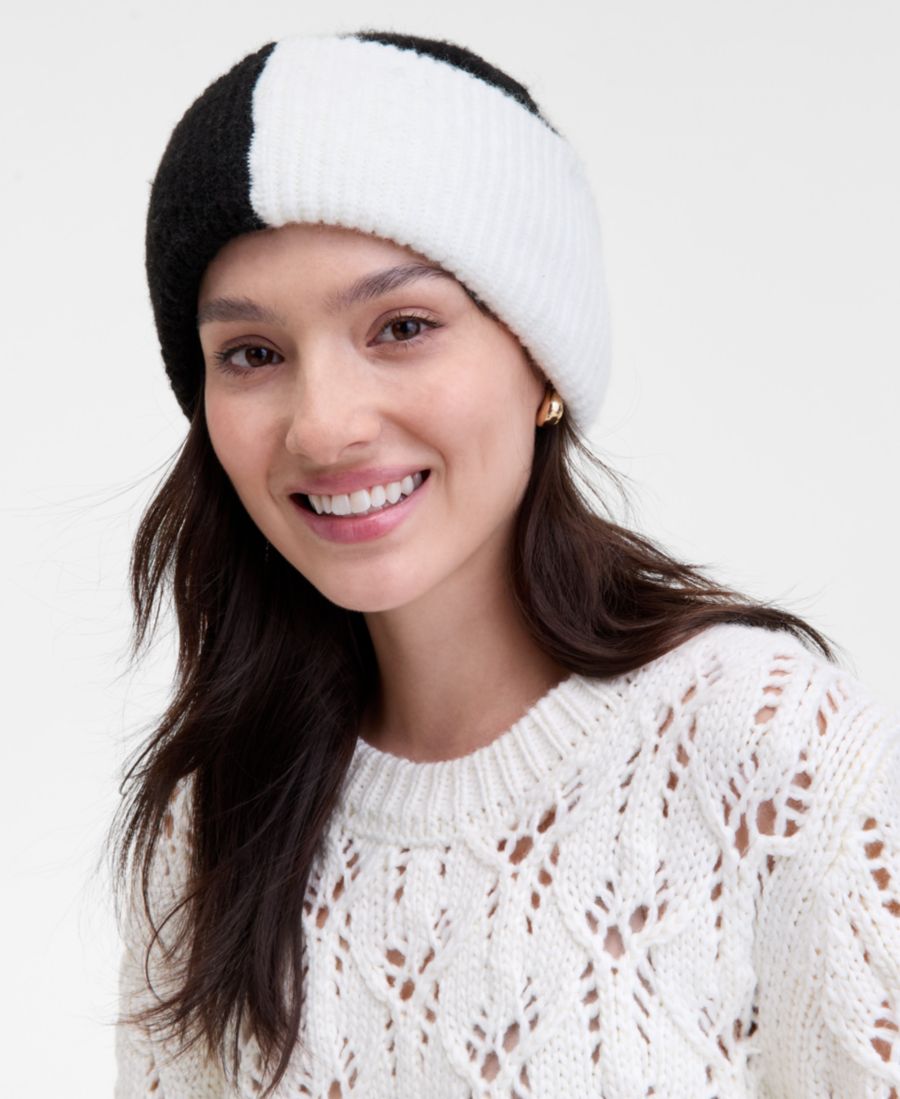 

Шапка-бини с контрастными цветовыми блоками и ребристой отделкой, эксклюзивно для Macy's On 34th, Black