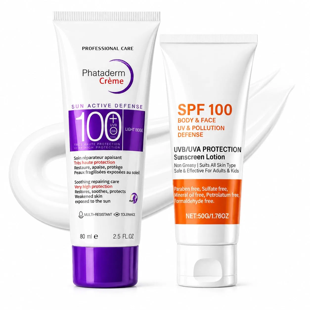 Солнцезащитный крем для лица и тела SPF 100, 2 шт. Altherona