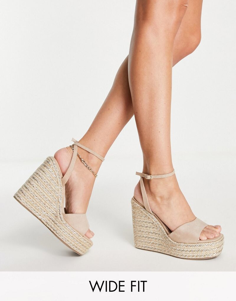 

Бежевые эспадрильи на танкетке ASOS DESIGN Wide Fit Tasha