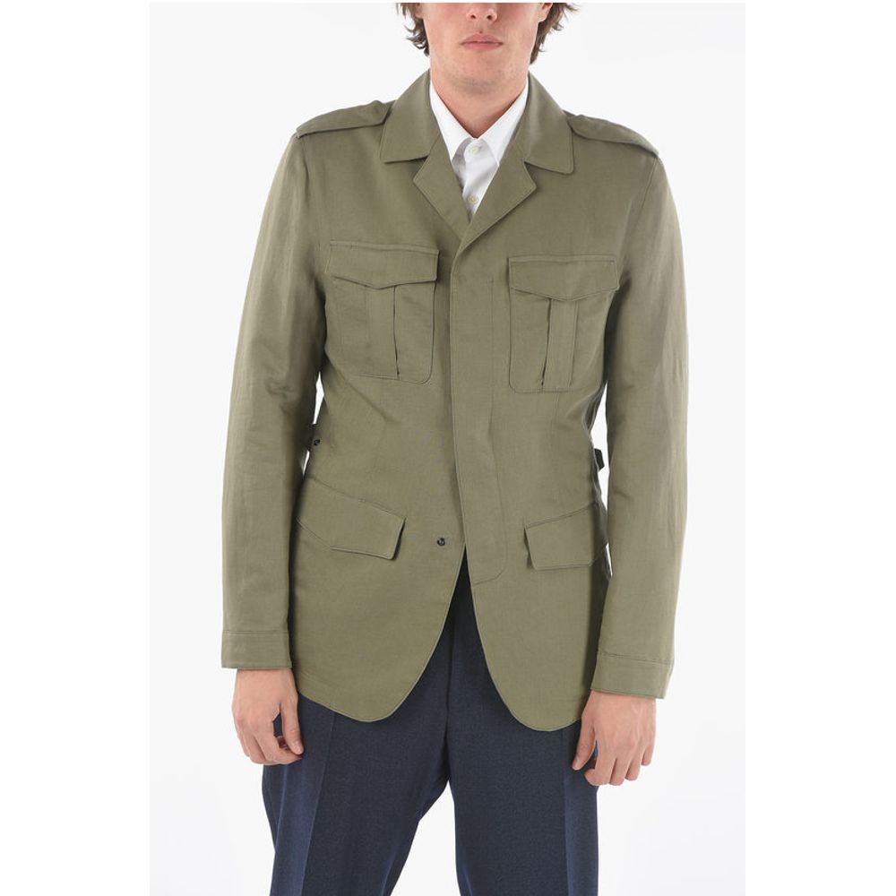 

CC COLLECTION Куртка из льна и хлопка со скрытой застежкой Corneliani, Green