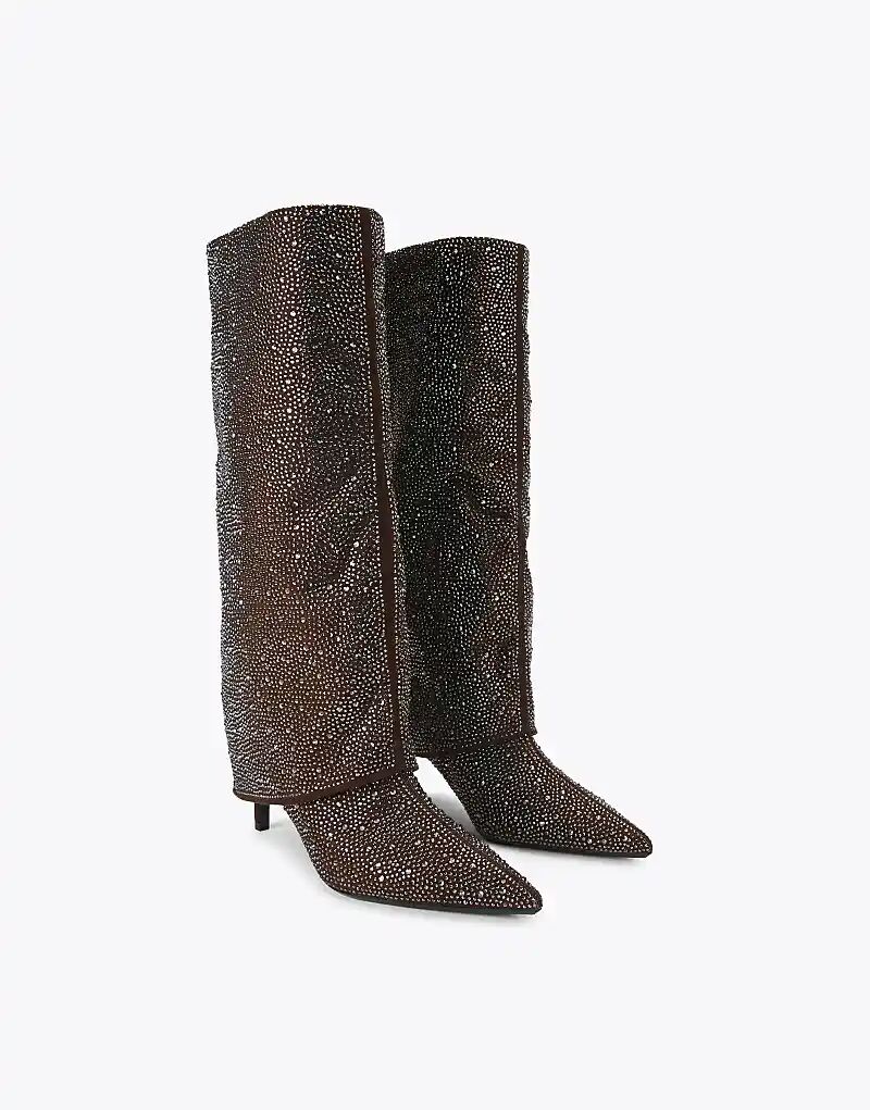 Сапоги KG Kurt Geiger Fate с драгоценными камнями, бронзовые, с высоким голенищем — фото 2