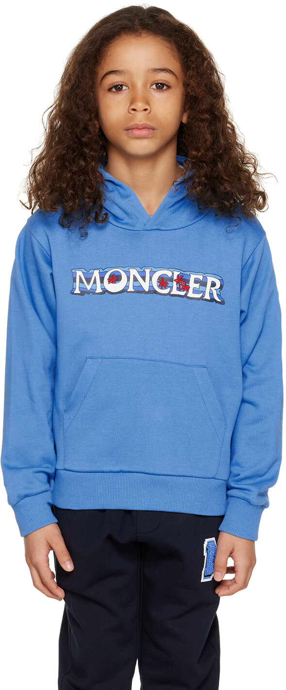 

Moncler Enfant Kids Синий худи с вышивкой