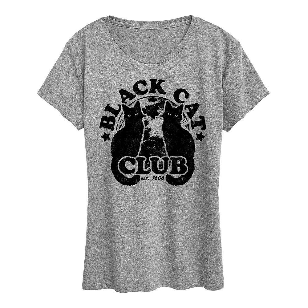 

Женская футболка Black Cat Club на Хэллоуин Licensed Character, серый