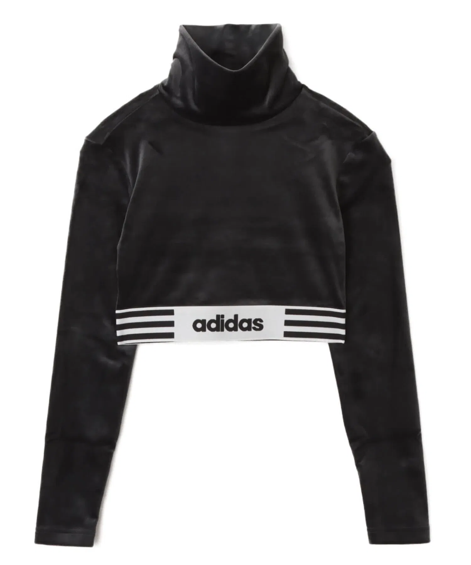 Женская укороченная футболка adidas WINTERIZED с длинными рукавами чёрная