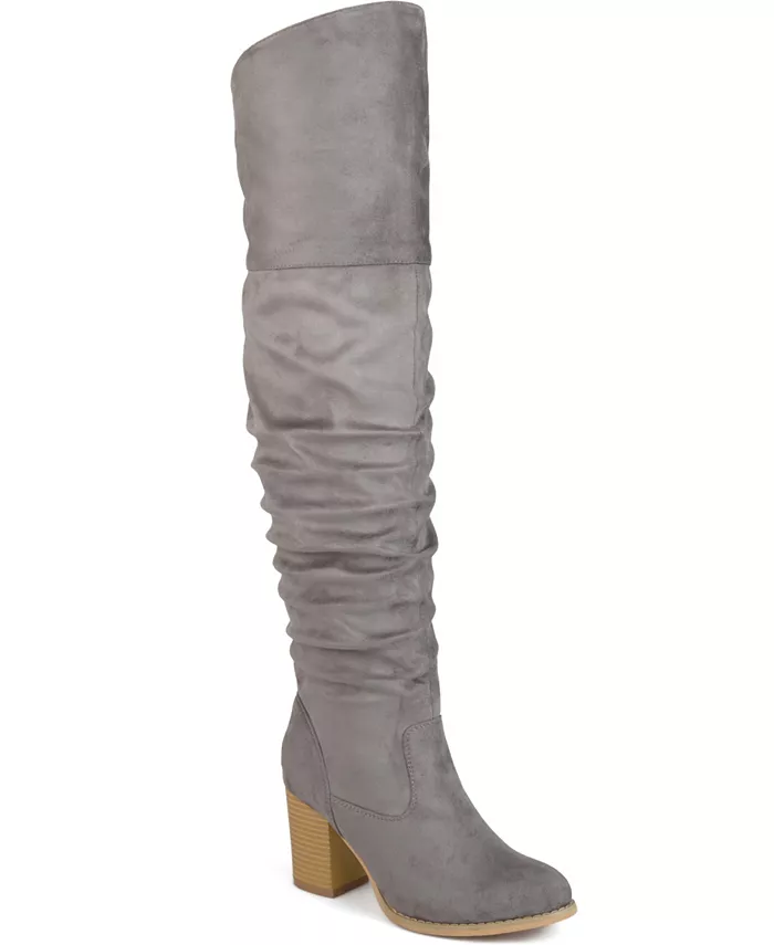 Женские сапоги Kaison Extra Wide Calf до колена со сложным каблуком Journee Collection, серый