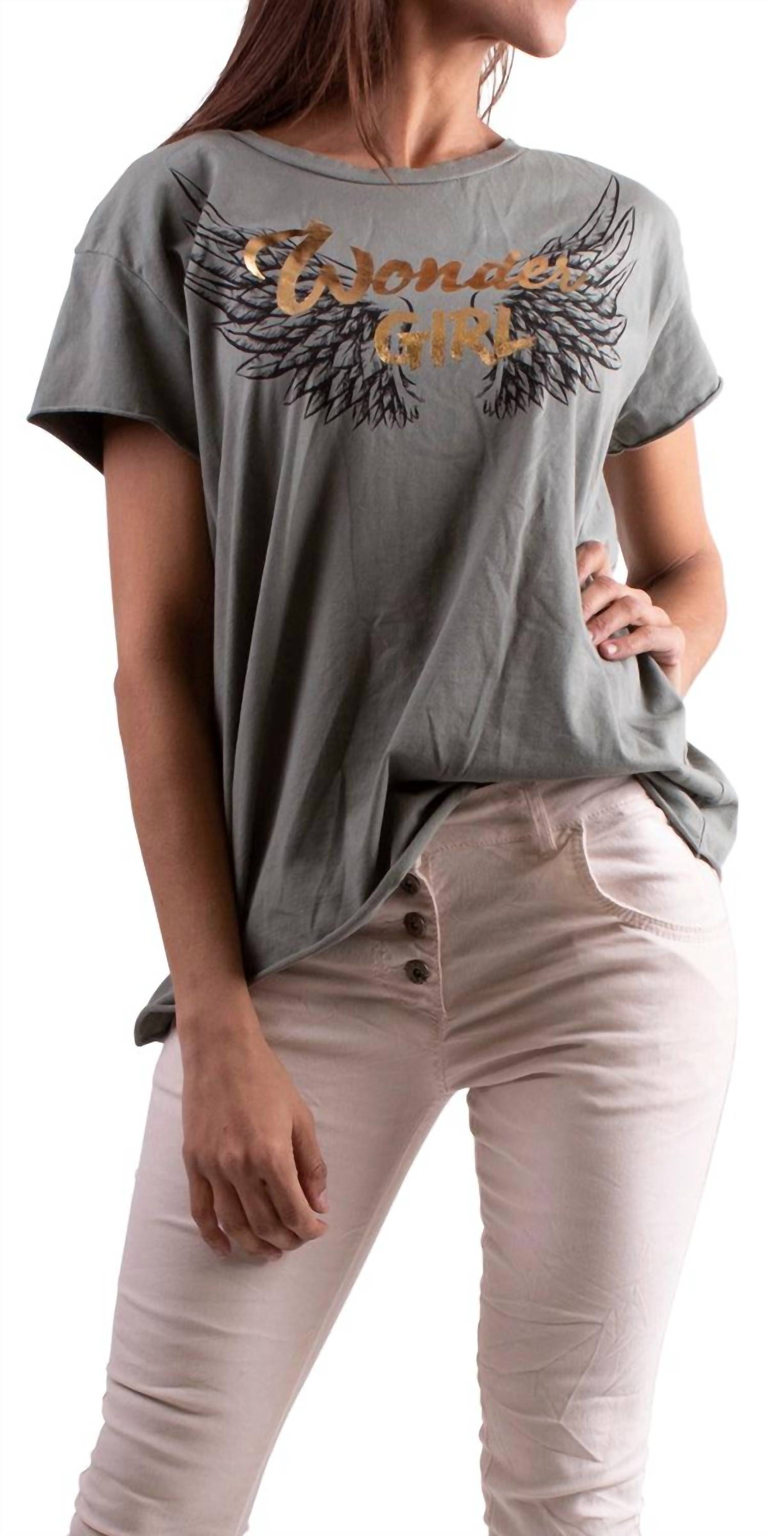 

Футболка с короткими рукавами Wonder Girl оливкового цвета Gigi Moda, оливковый, Зеленый, Футболка с короткими рукавами Wonder Girl оливкового цвета Gigi Moda, оливковый