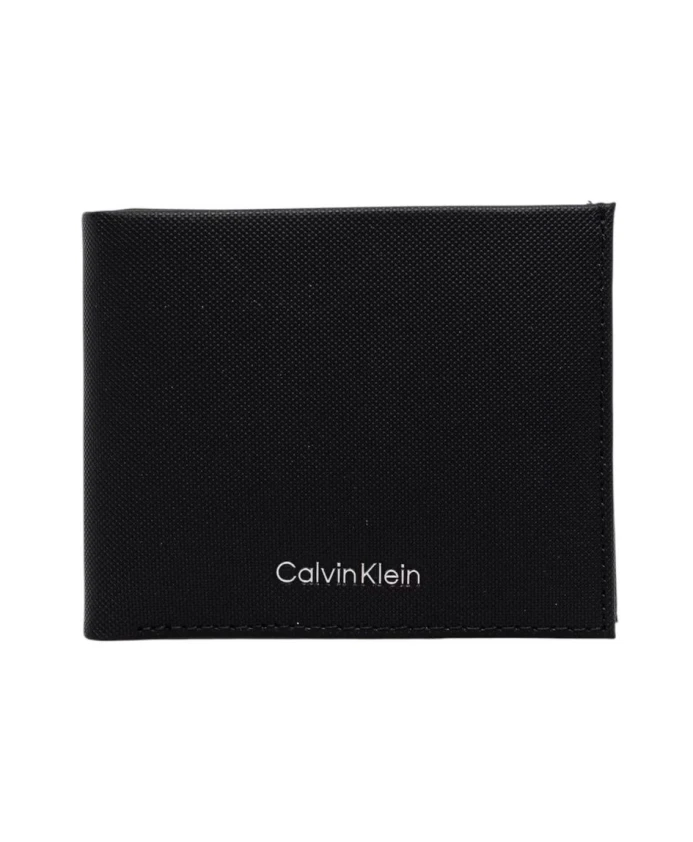 

Черный кожаный кошелек без застежки Calvin Klein, черный