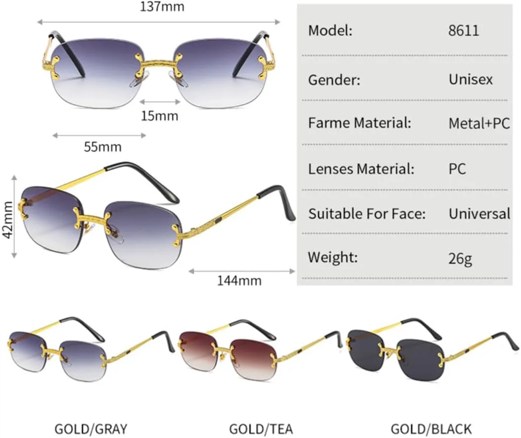 

Роскошные солнцезащитные очки без оправы для женщин и мужчин, популярные в стиле винтаж, панк, маленькие зеркальные очки (зеркально-синие) TVTBBVV, Mirror Blue