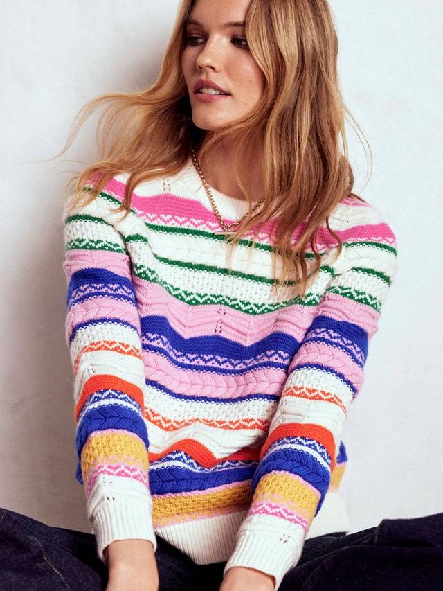 

Текстурированный джемпер из шерстяной смеси с узором фэр-айл Boden, Multi