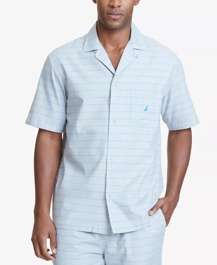 

Мужская пижамная рубашка из хлопка в клетку Windowpane Nautica, серый