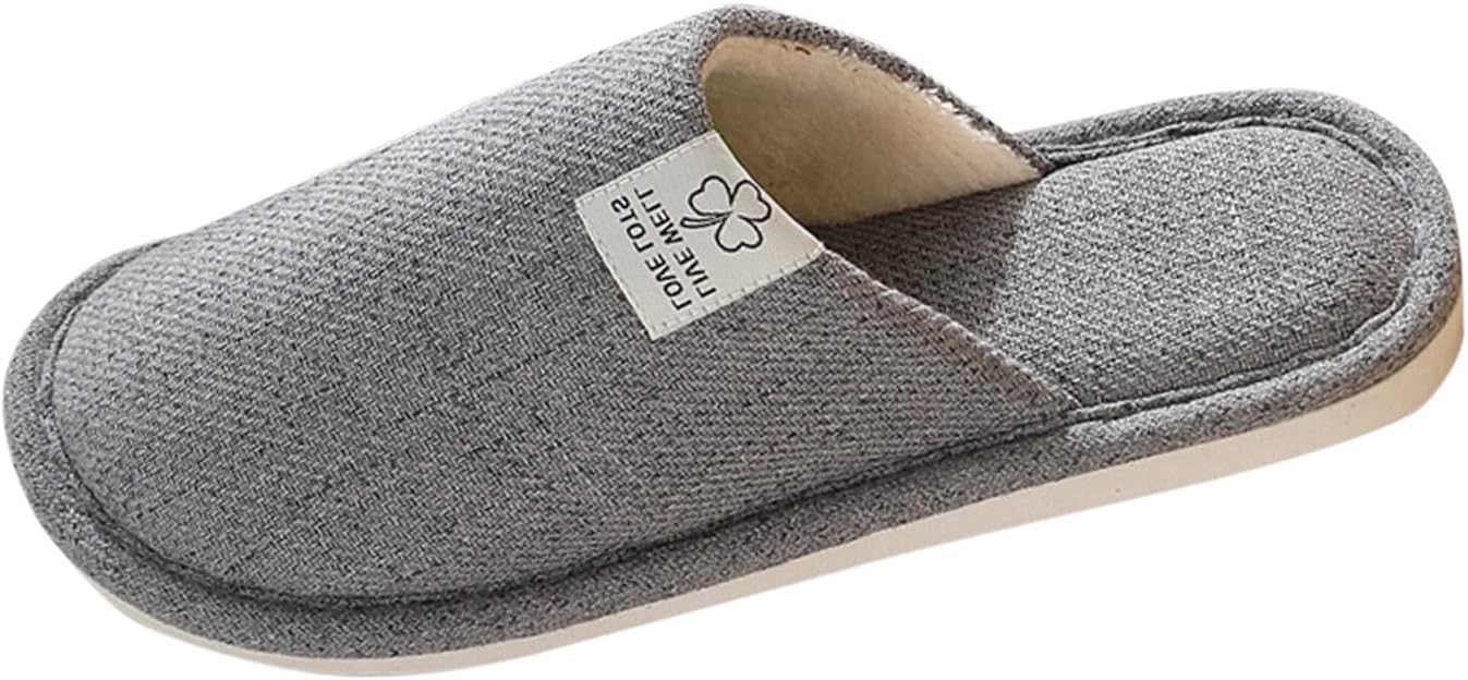 

Тапочки, льняные домашние тапочки для женщин, мужские напольные тапочки, мужские меховые тапочки, размер 15 Generic, серый