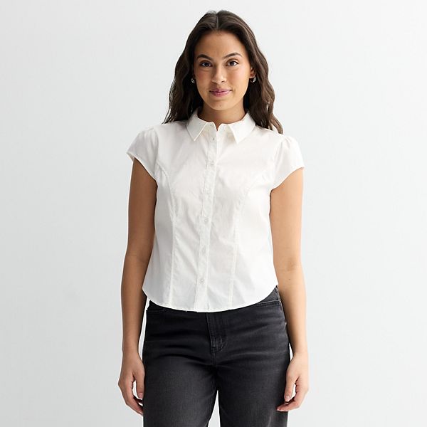 

Рубашка с коротким рукавом на пуговицах для подростков Madden Girl, White