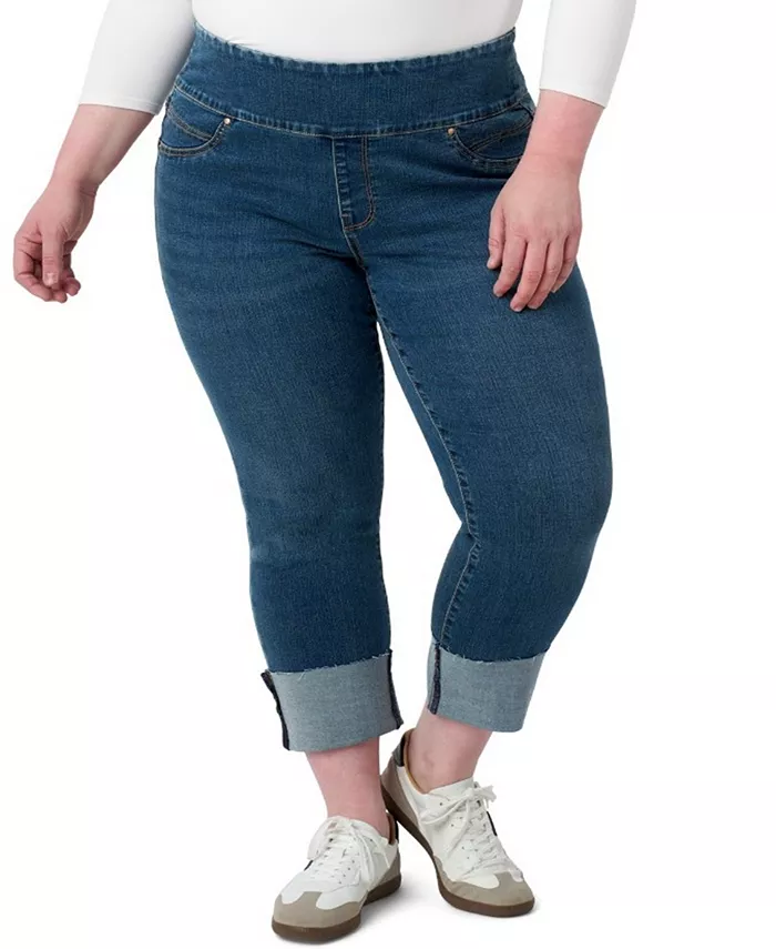 

Джинсы Plus Size Tummy Toner с высокими манжетами и застежкой Seven7, синий