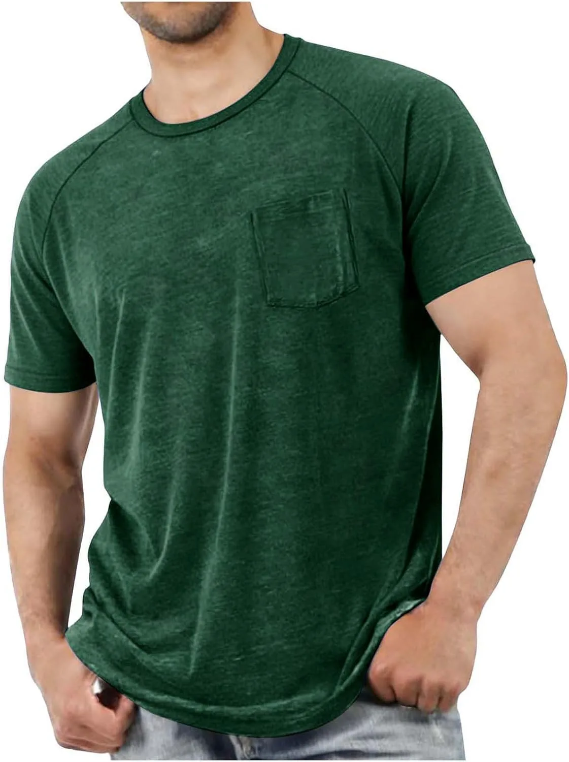 

Мужская футболка Raglan с коротким рукавом и карманом